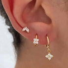 3PCS Stainless Steel Zircon Flower Earring Set for Women -