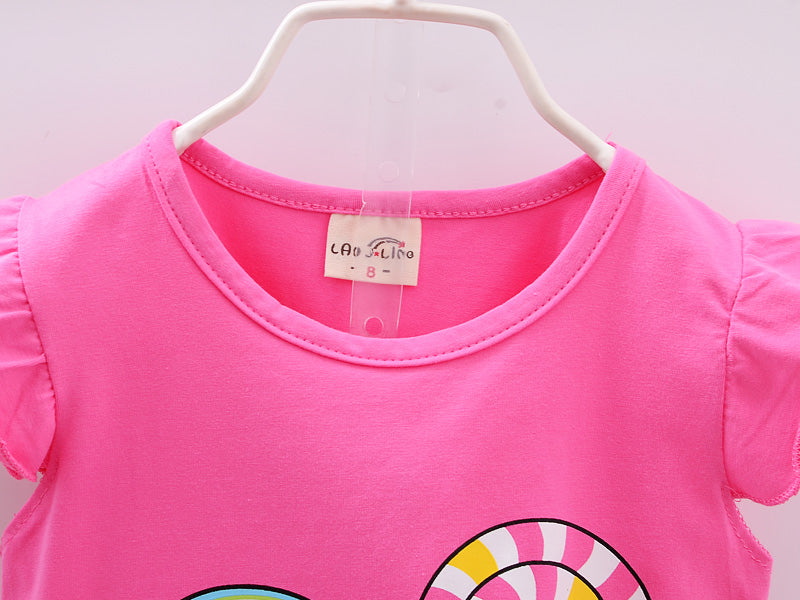 Baby Girls Clothes Sets for Kids T-shirt Tops+Short Pants Clothes Sets Toddler Girl Lollipop Printed Summer Infant Clothing Sets -