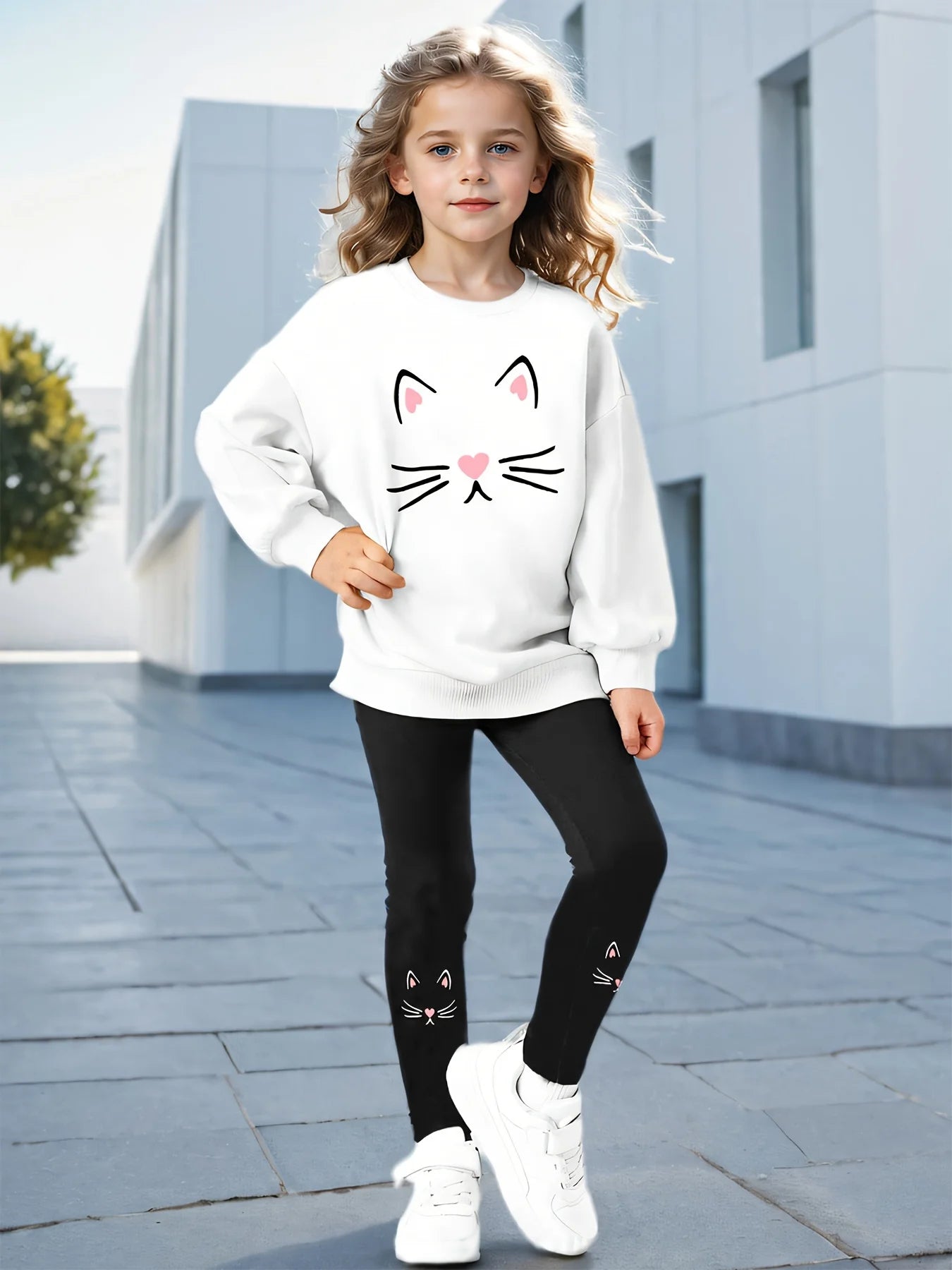 Casual 2-Piece Set Sweatshirt + Tight Leggings Set -