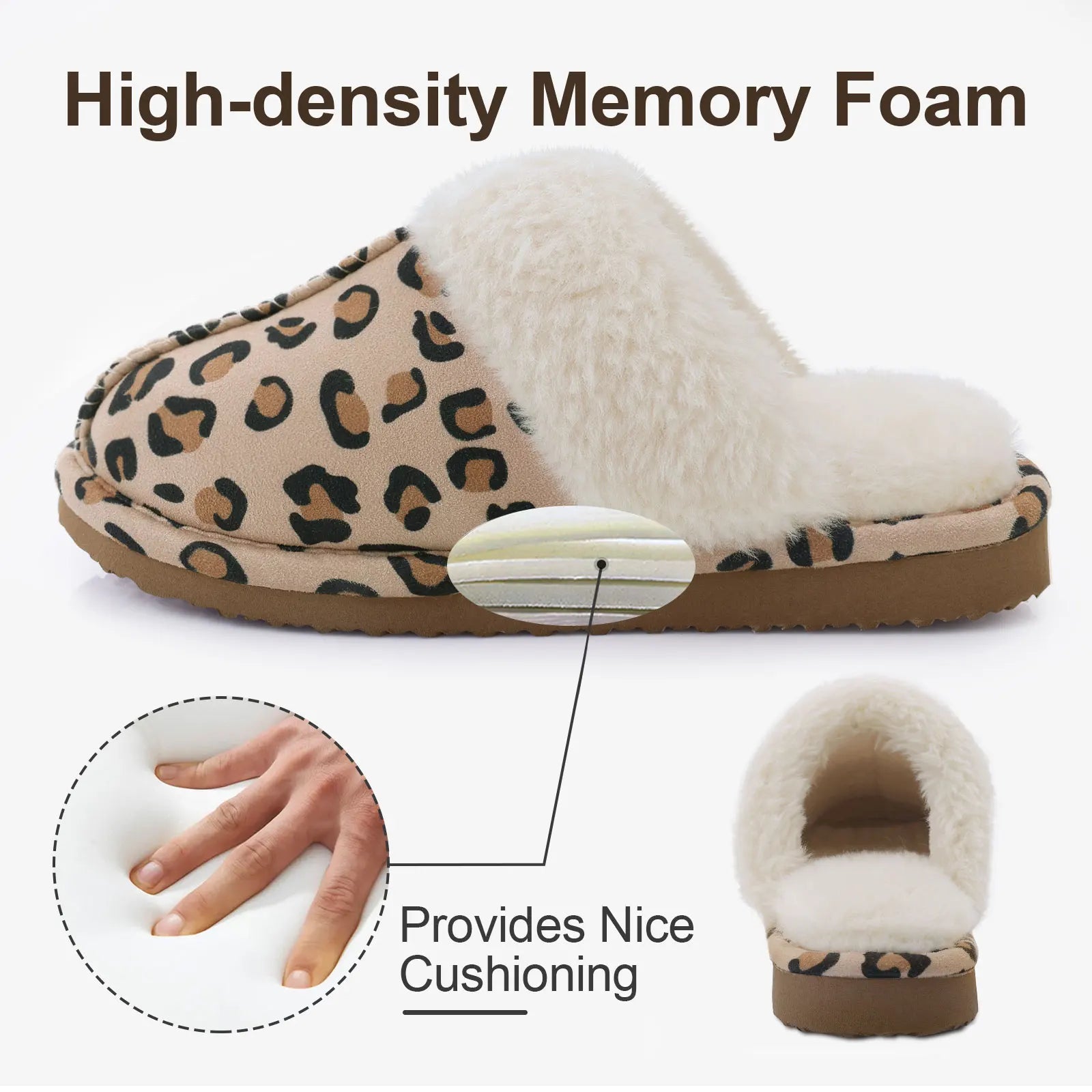 Evshine Women Plush Cotton Slippers Winter Indoor Warm Soft House Slipper Comfort Memory Foam Slides Outdoor Fur Fuzzy Flat Shoe -