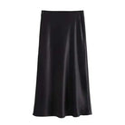 Elevate your elegance with this sleek black satin skirt for women—perfect for any occasion! -