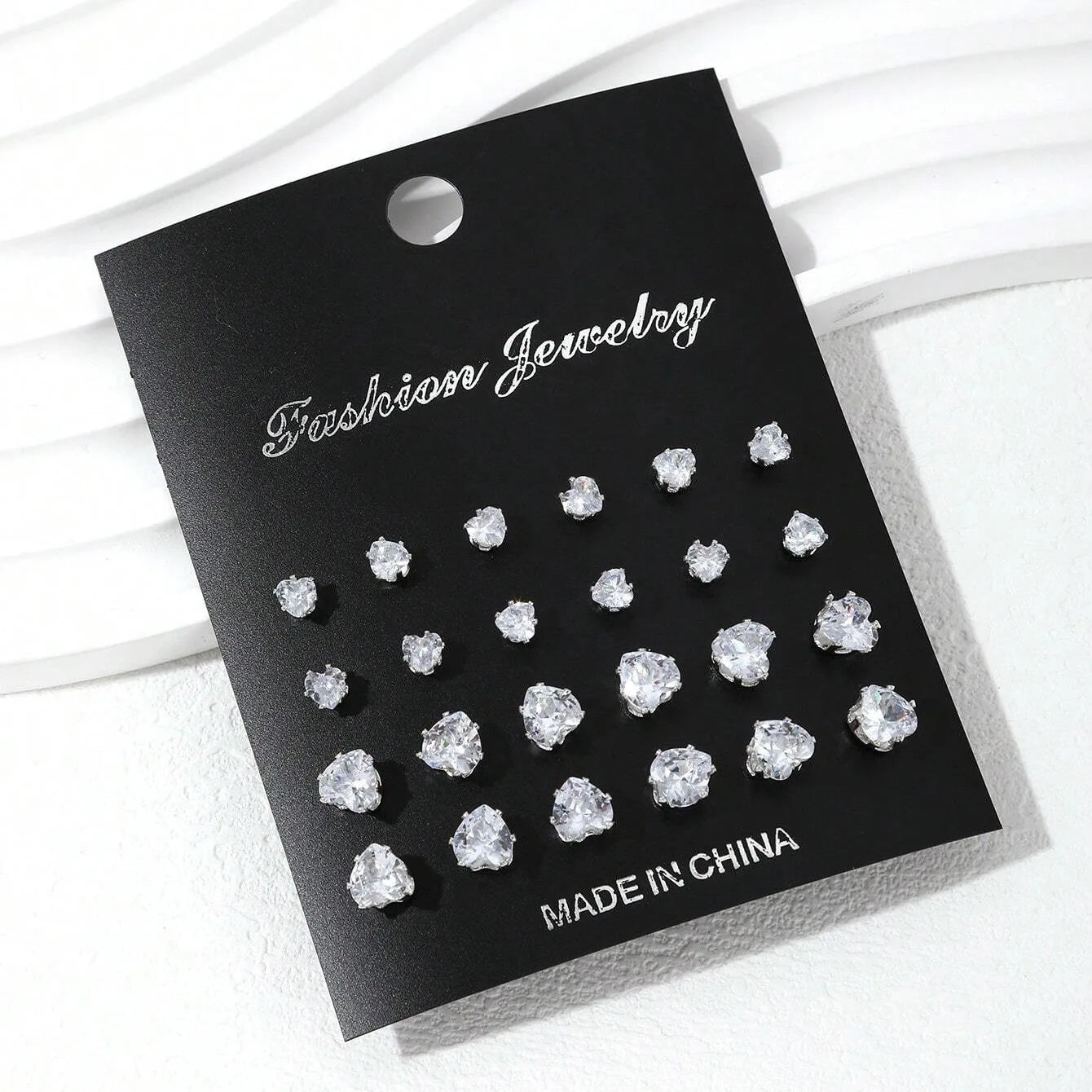 12 Pairs Of Luxurious, Simple, Shiny, And Caring Zirconia Earrings -
