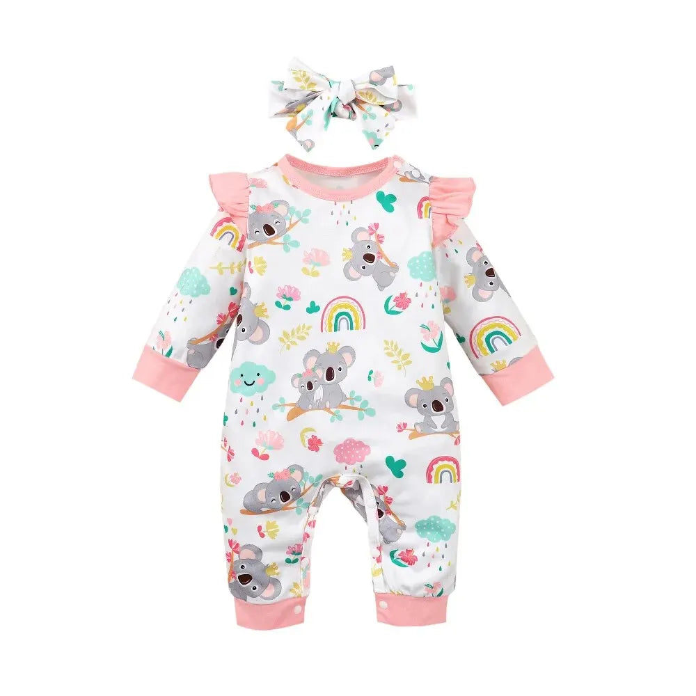 Keep your newborn baby girl cozy and cute with this 2-piece romper outfit set featuring long sleeves—perfect for everyday comfort! -