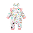 Keep your newborn baby girl cozy and cute with this 2-piece romper outfit set featuring long sleeves—perfect for everyday comfort! -