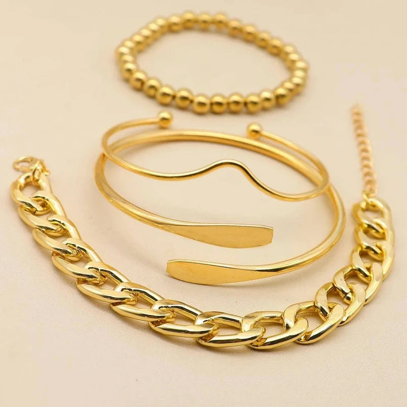4pcs Cuban Chain Bracelets -