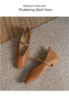 Woman Spring Casual Square Toe Low Soft Soled Shoes Lolita Ballerina Red Flats Female Elegant French Retro Buckle Mary Janes -