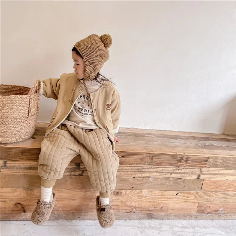 Children's Clothing From 2 To 7 Years Winter Kids Warm Cotton-Padded Trousers Baby Girls Thick Pants Toddler Boys Wear Clothes -