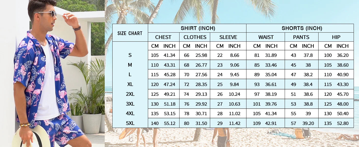 Summer Men's Short Sleeve Shirt And Beach Shorts Set Outdoor Sports Comfortable Men's Shorts Hawaii Men's Travel Casual Shirt -