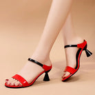Cresfimix Women Classic High Quality White Pu Leather Peep Toe Square Heel Shoes Lady Cool Black Office Summer Heels A9841 -