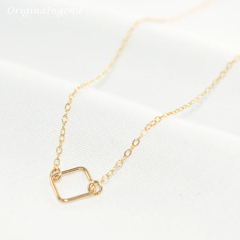 Square Necklace Handmade Jewelry Gold Choker -