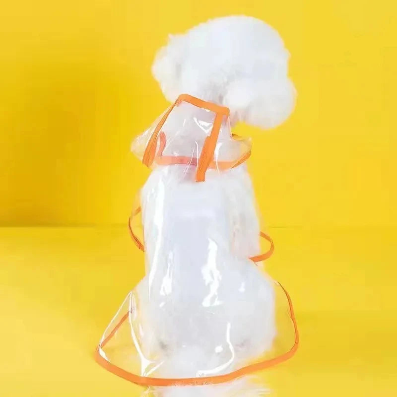 Keep your pet dry in style with this transparent rainwear raincoat for dogs—perfect for providing protection and keeping your furry friend dry during rainy days! -