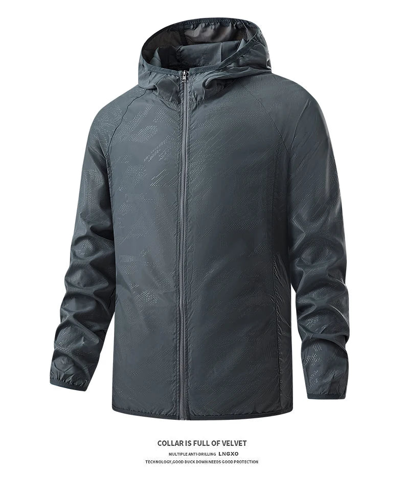 Stay protected during hiking adventures with these waterproof jackets for men and women. Featuring sun protection and windproof capabilities, these jackets are perfect for outdoor excursions, keeping you comfortable and shielded from the elements. -