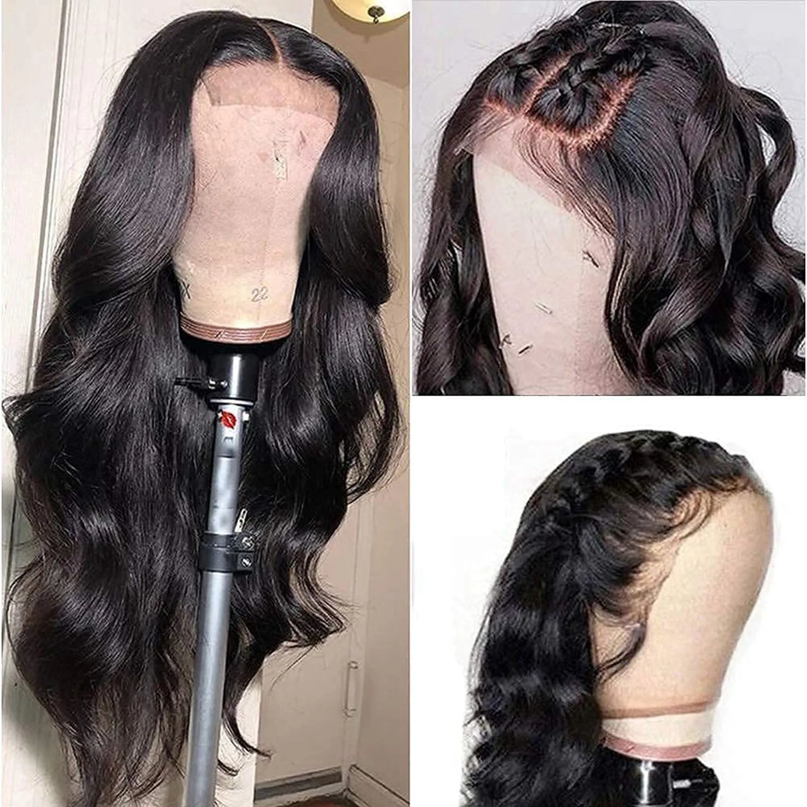 Experience luxurious style with this 26.7-inch body wave lace front wig—made from Brazilian human hair, featuring a pre-plucked hairline, baby hair, and a glueless lace closure for a natural, easy fit! -