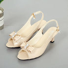 Cresfimix Women Classic High Quality White Pu Leather Peep Toe Square Heel Shoes Lady Cool Black Office Summer Heels A9841 -