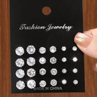 12 Pairs Of Luxurious, Simple, Shiny, And Caring Zirconia Earrings -