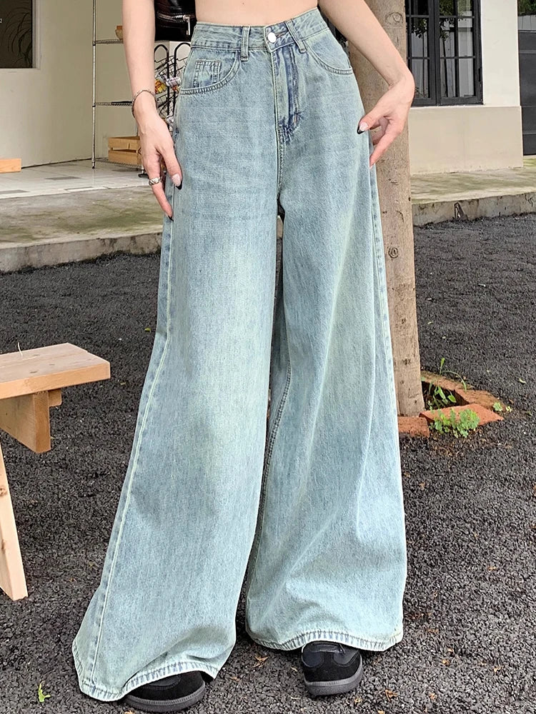 Elevate your style with these chic high-waist wide-leg jeans for women! -