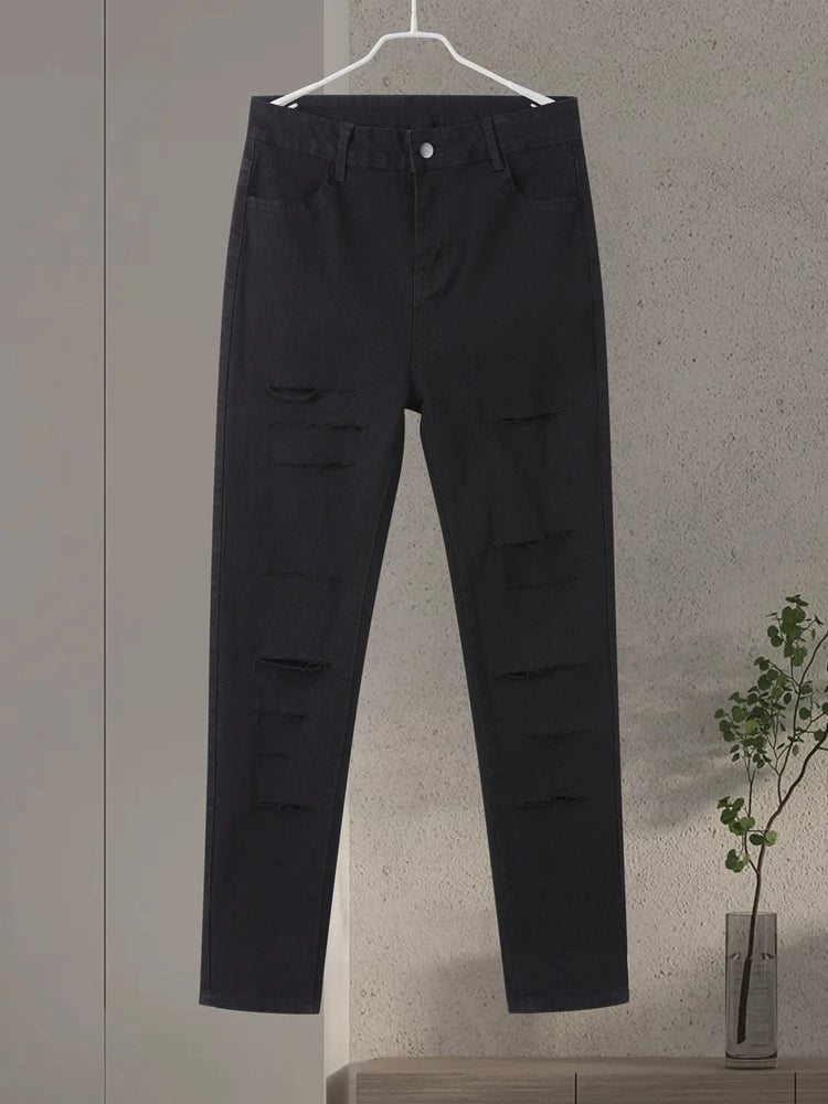 High Waist Ripped Women's Skinny Jeans -