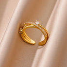 Gold Plated Stainless Steel Crystal Rings -
