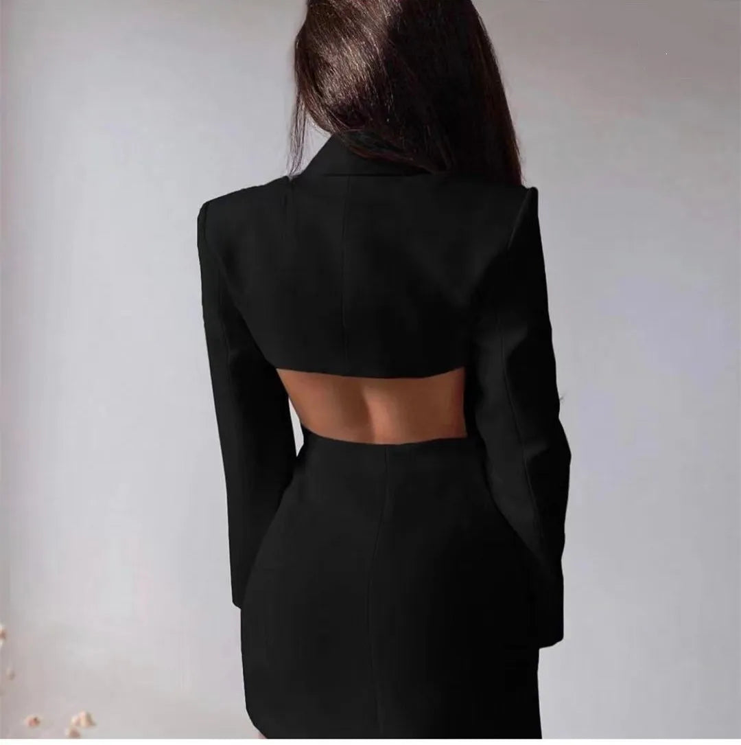 Backless Double Breasted Suit Skirt -