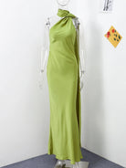 Elegant Ribbon Halter Dress -