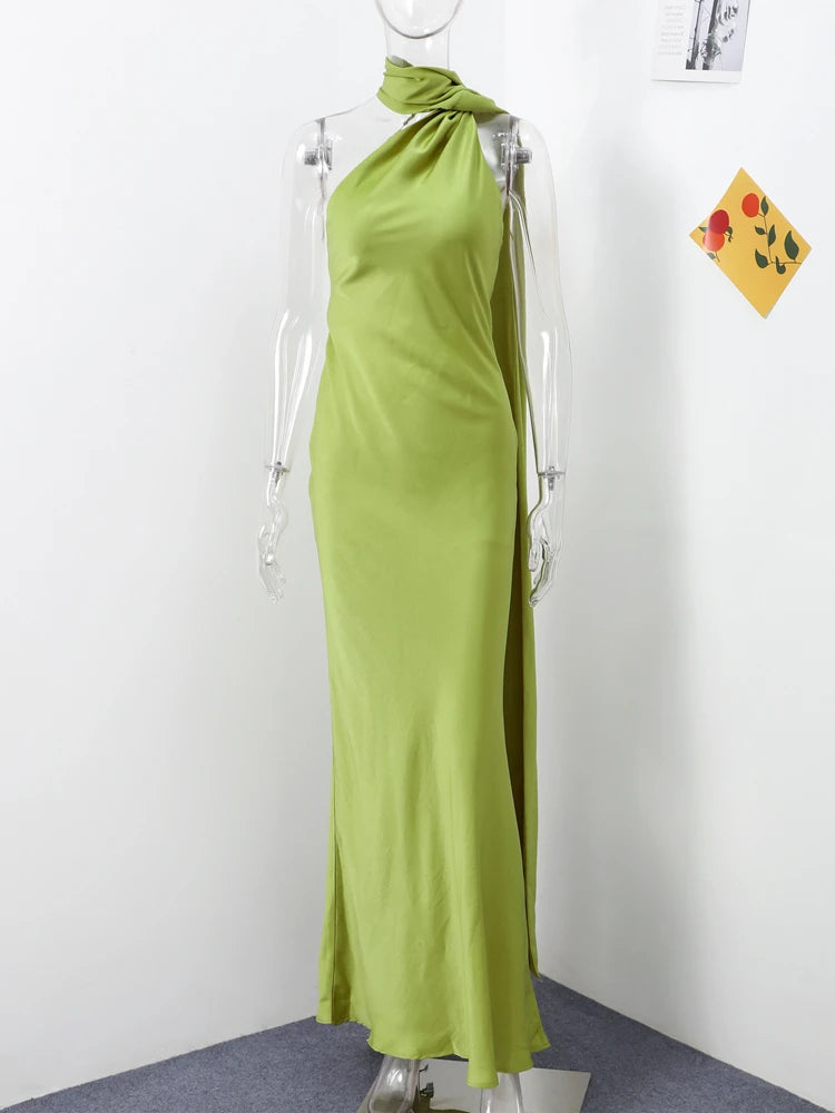 Elegant Ribbon Halter Dress -