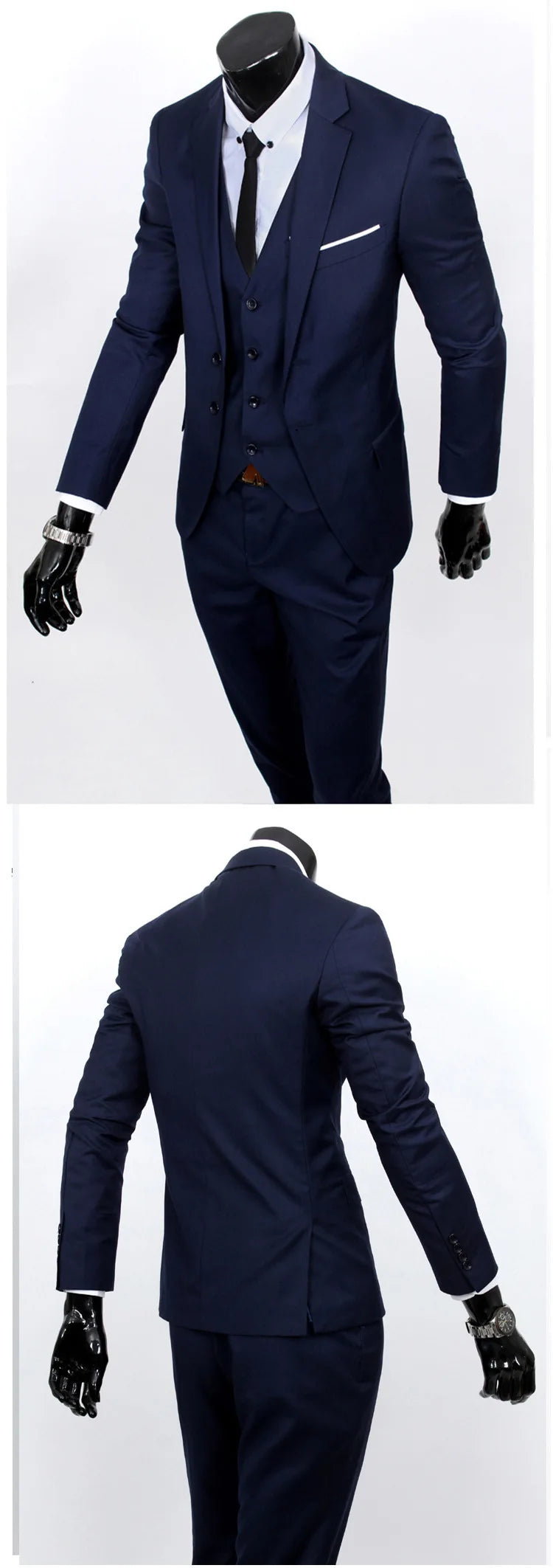 Spring Autumn New Fashion Men's Trendy Slim Business Solid Color 3 Pieces of Suits Sets Single Greasted Blazers Waistcoat Pants -