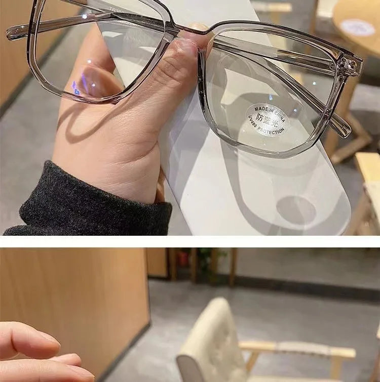 Anti-blue Light Glasses for Women with Regular Eyeglass Frame Finished Retro Flat Light Frame -