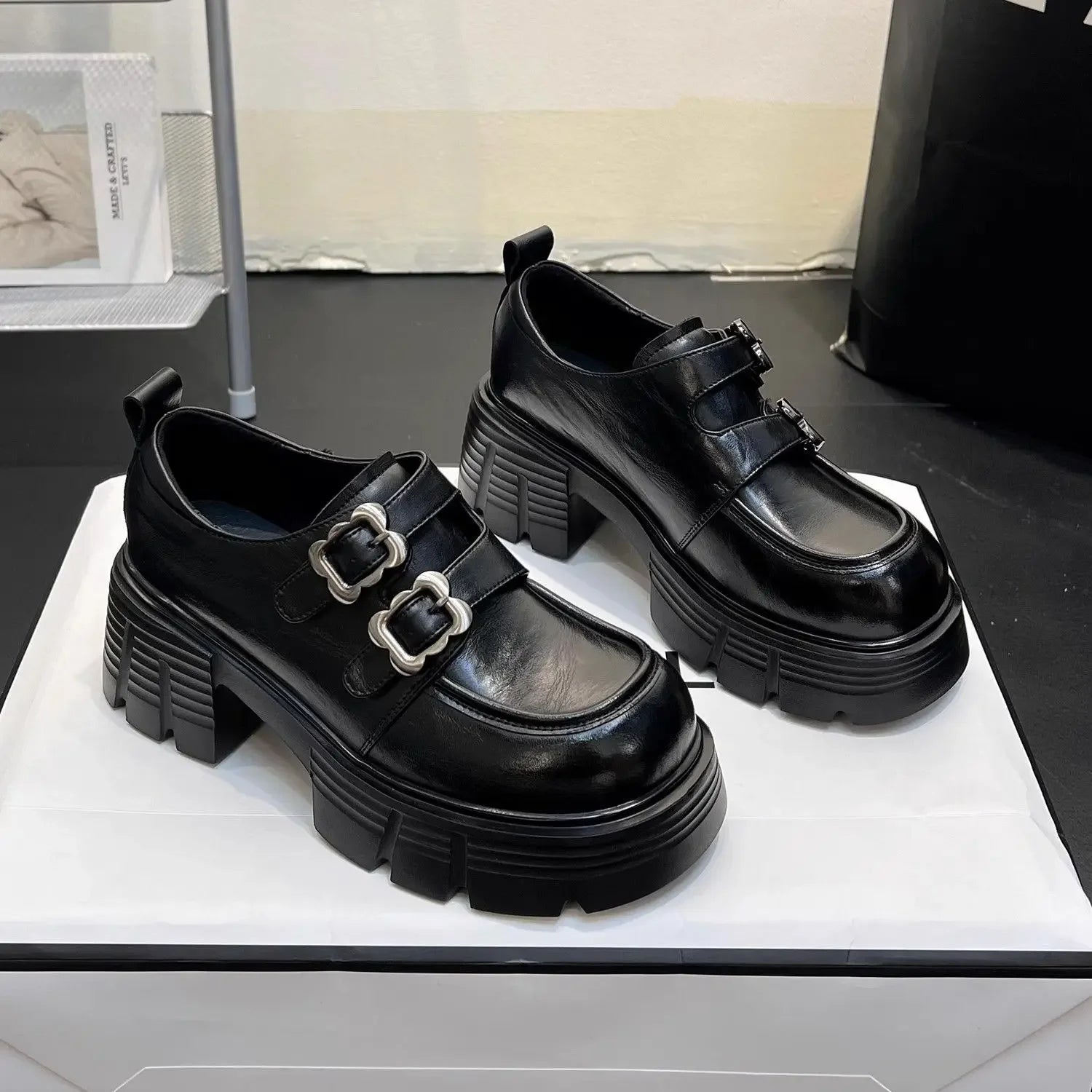 Shoes for Women New Quality Women's Pumps Hot Sale Loafers Fashion Buckle Platform Leather Shoes Trend Versatile Zapatos -