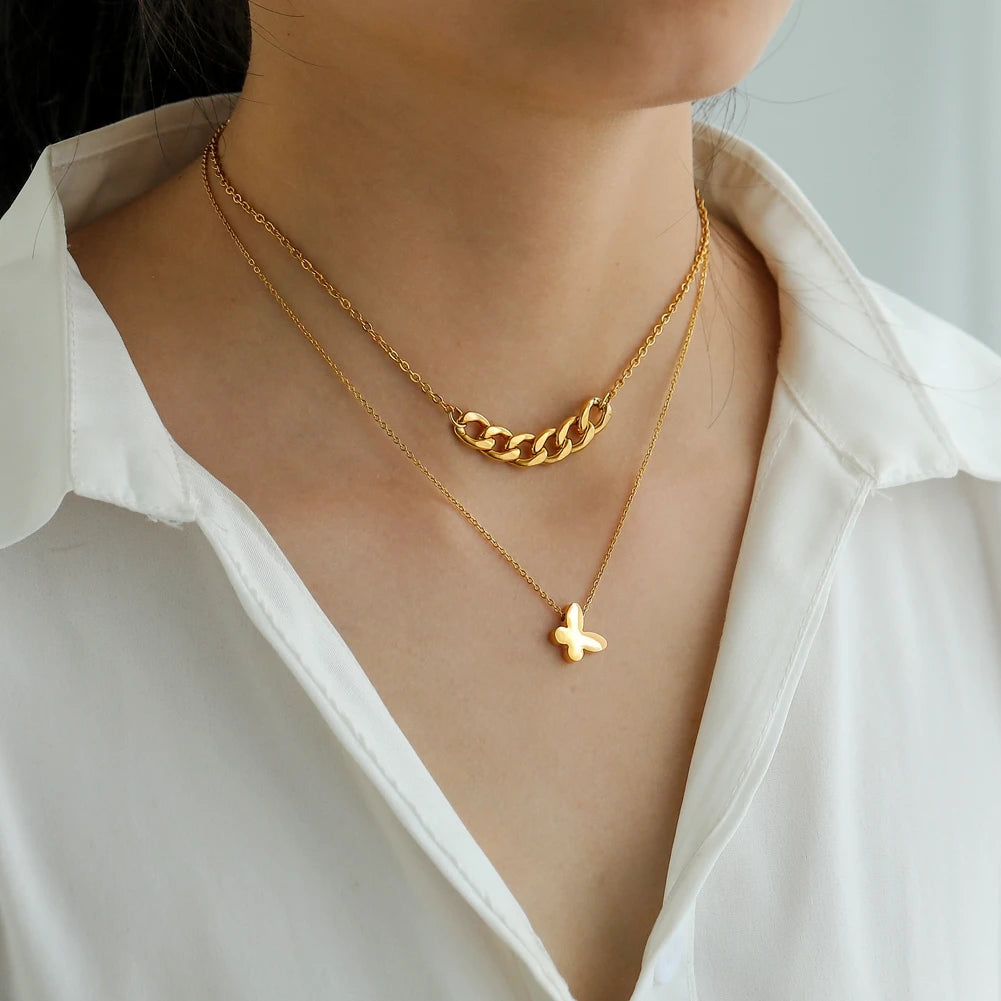 Multilayer Vintage Butterfly Necklace For Women -