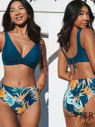 Women's Bikini Swimsuit Front Cross Lace Up Two Piece Bathing Suit -