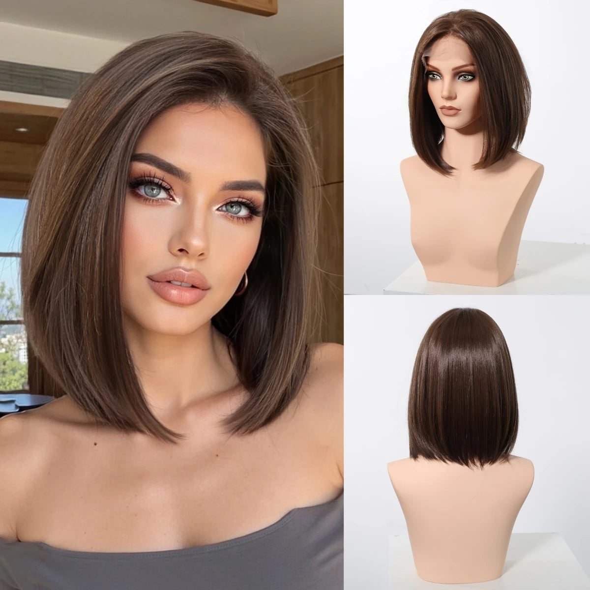 Achieve a stunning look with this 13x6 HD lace front wig in a beautiful blonde and mixed brown color. This high-quality wig provides a natural and flawless appearance, perfect for enhancing your style. -