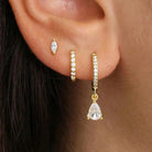 3PCS Stainless Steel Zircon Flower Earring Set for Women -