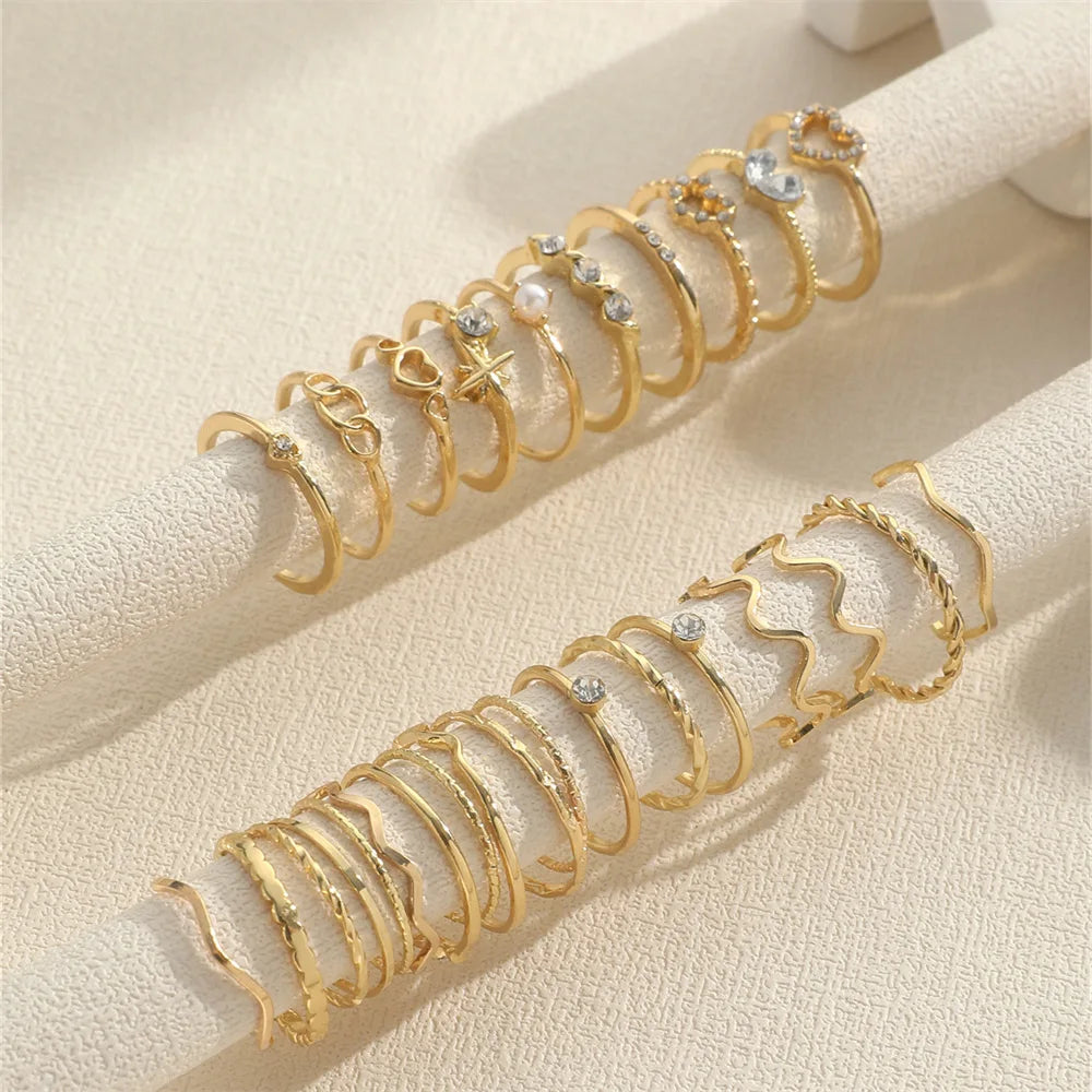 Wave Joint Rings Set (Women) -