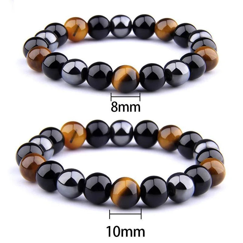 Natural Black Obsidian Hematite Tiger Eye Beads Bracelets -