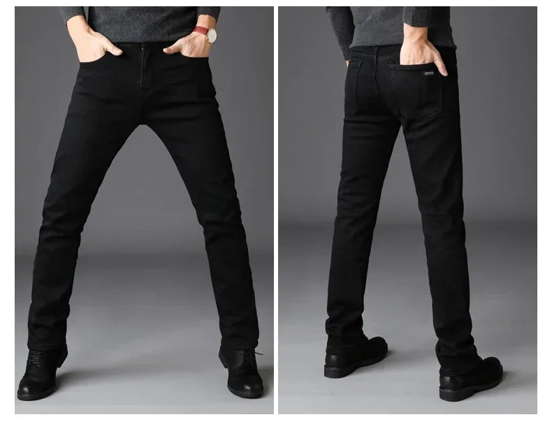 Classic Mens Jeans - Straight Fit Smart Casual Denim Pants -
