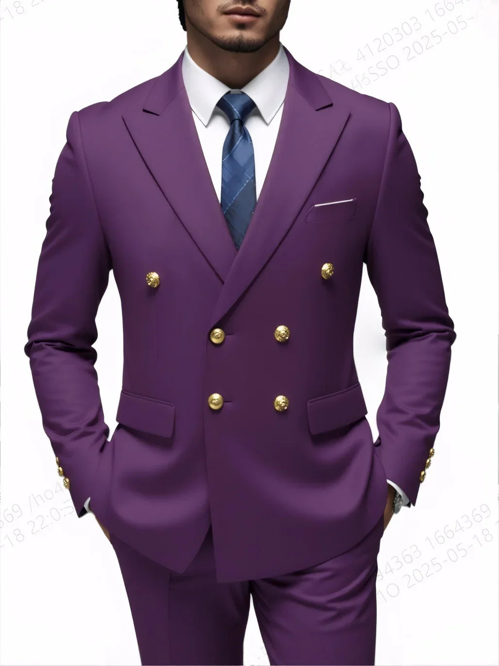 Fashion New Men's Double Breasted Slim Fit Suit -