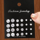 12 Pairs Of Luxurious, Simple, Shiny, And Caring Zirconia Decorative Earrings -