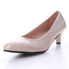 New Women's Shoes On Heels Elegant Medium High Heeled Ladies Pointed Toe Fashion Pumps For Woman Office Black White Red -
