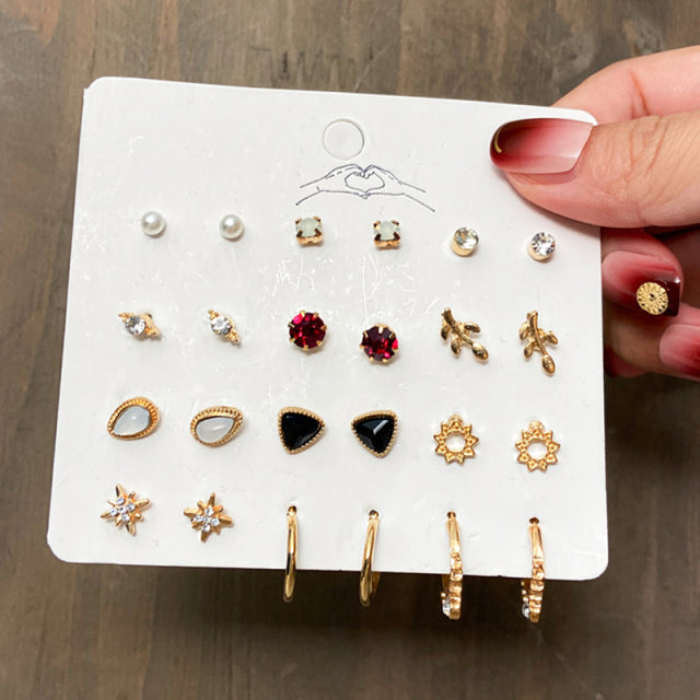 Trendy Vintage Gold Color Earrings Set Pearl Stud Earrings -