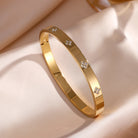 5/1pcs Sparkling Zirconia Inlaid Stainless Steel Bracelet Set -