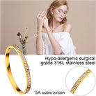 Gold Color Zircon And Cross Nut Nail Bracelet Gold & Bangle For Woman -
