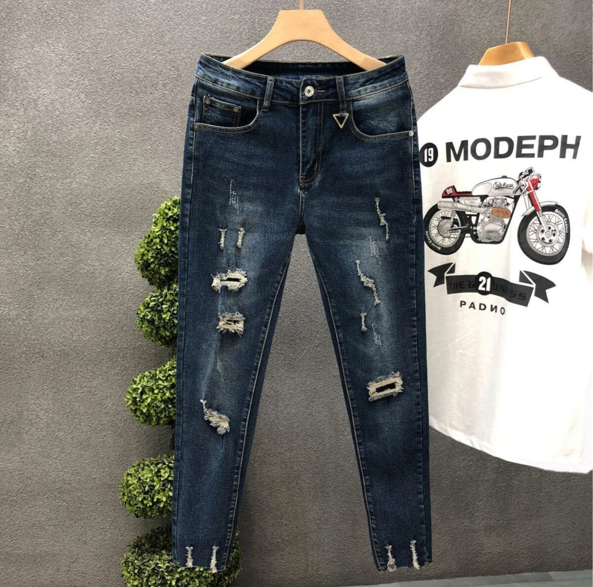 Cropped Jeans for Men Ripped -