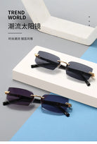 Rimless Sunglasses Rectangle Fashion Popular Women Men Shades Small Square Sun Glasses For Female Male Summer Traveling Oculos -