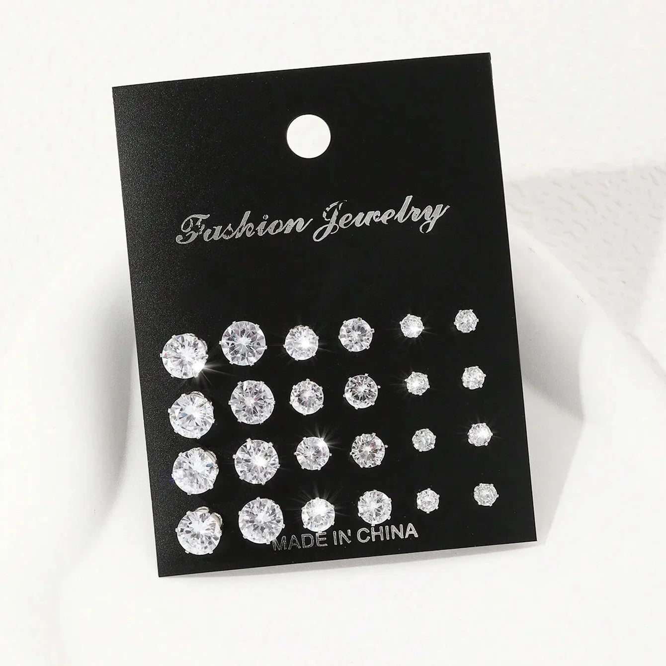 12 Pairs Of Luxurious, Simple, Shiny, And Caring Zirconia Decorative Earrings -