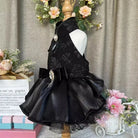 Handmade Pet Dog Clothes Flower Embroider Princess Skirts Fashion Elegant Black Evening Dress For Small Medium Dog Puppy Outfits -