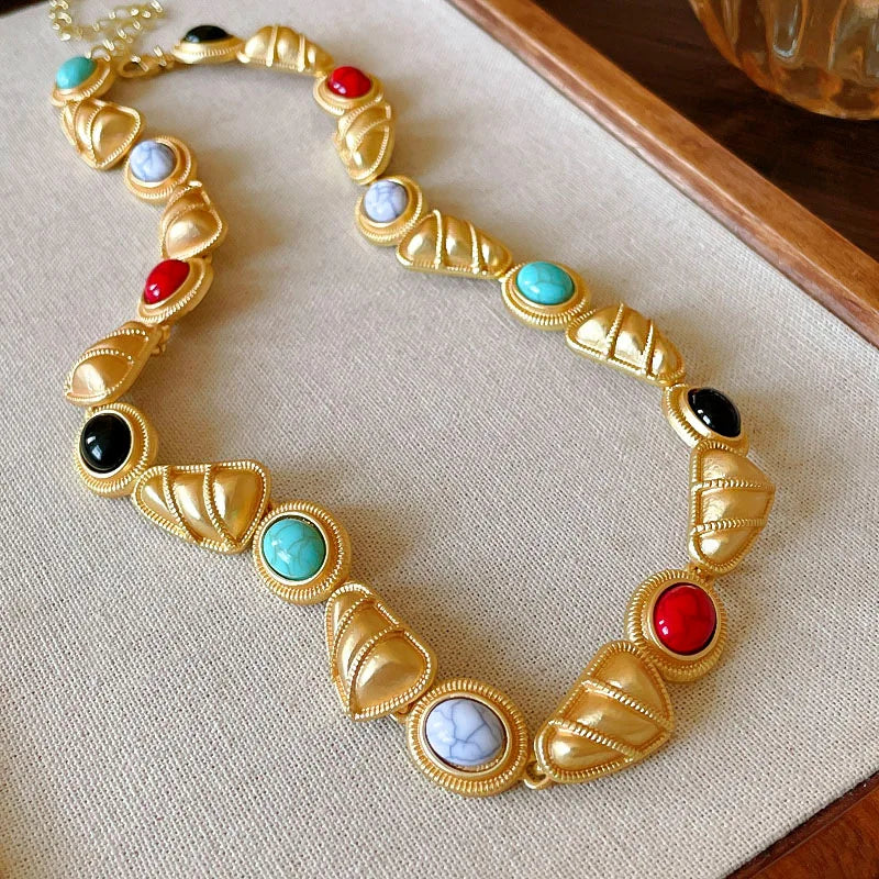 Vintage necklace with palace style geometric earrings and necklace -