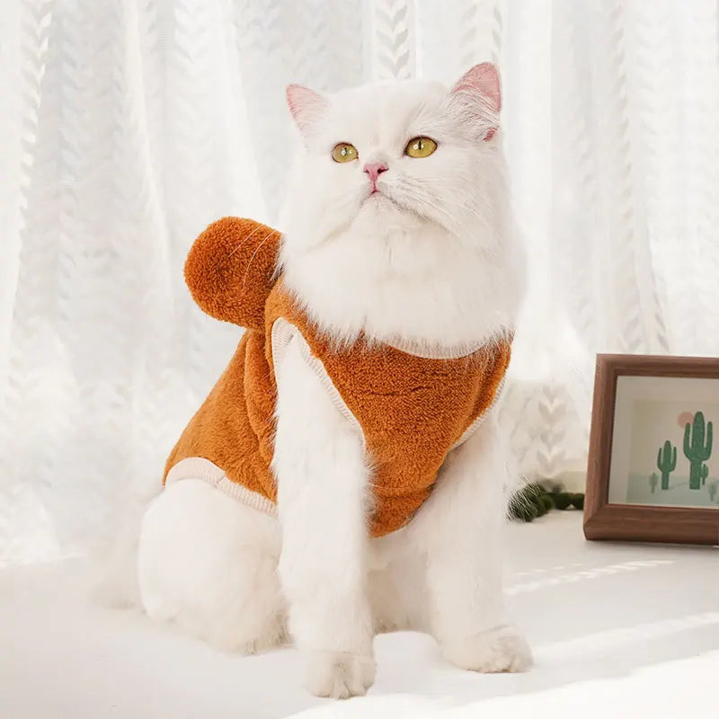 Keep your furry friend warm and stylish with this cartoon flannel vest—perfect for puppies, dogs, and cats to stay cozy and cute! -