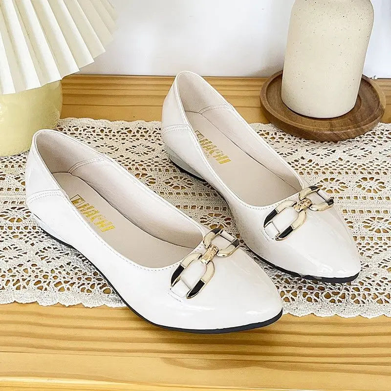 Shoes for Women Fashion Pointed Toe Patent Leather Low Heel Single Shoes Lady Slip on Classic Comfort Office Shoes Zapatos Mujer -