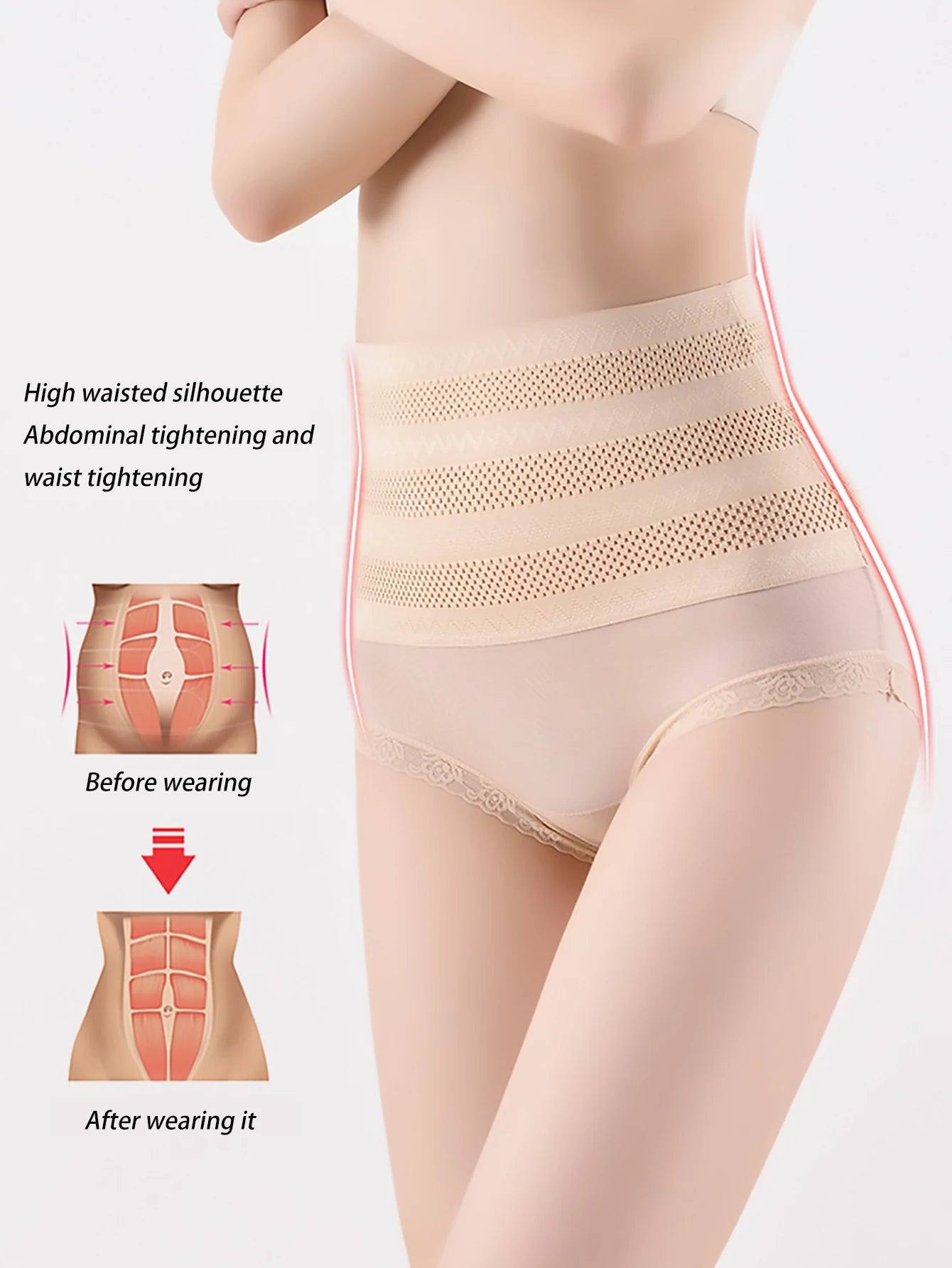 1pc High waisted shapewear, seamless shaping, waist tightening, hip lifting, and belly tightening -