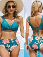 Women's Bikini Swimsuit Front Cross Lace Up Two Piece Bathing Suit -